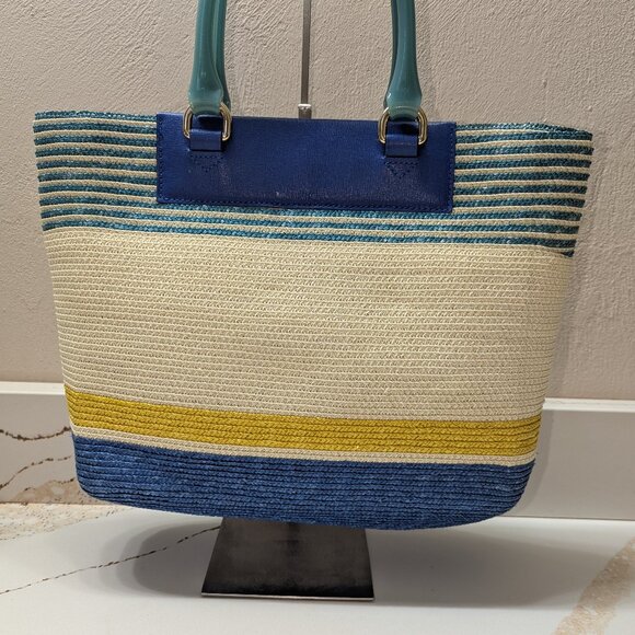 Furla woven tote bag with bag charm, EUC - Picture 7 of 7